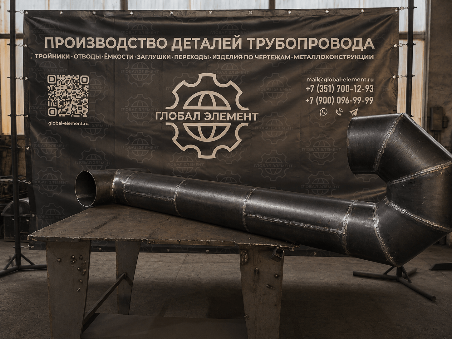 Изготовленный участок промышленного трубопровода